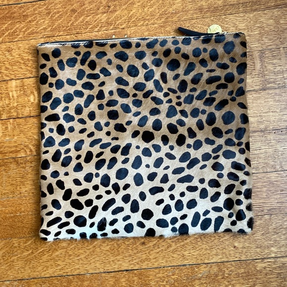 Clare V Foldover Calf Hair Clutch in Leopard Cheetah print - Picture 3 of 6